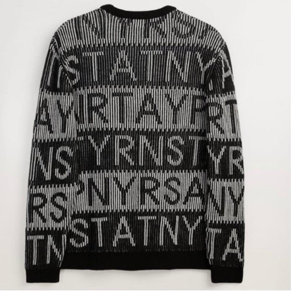 Zara Men's Letter Jacquard Knit Crewneck Sweater Size M